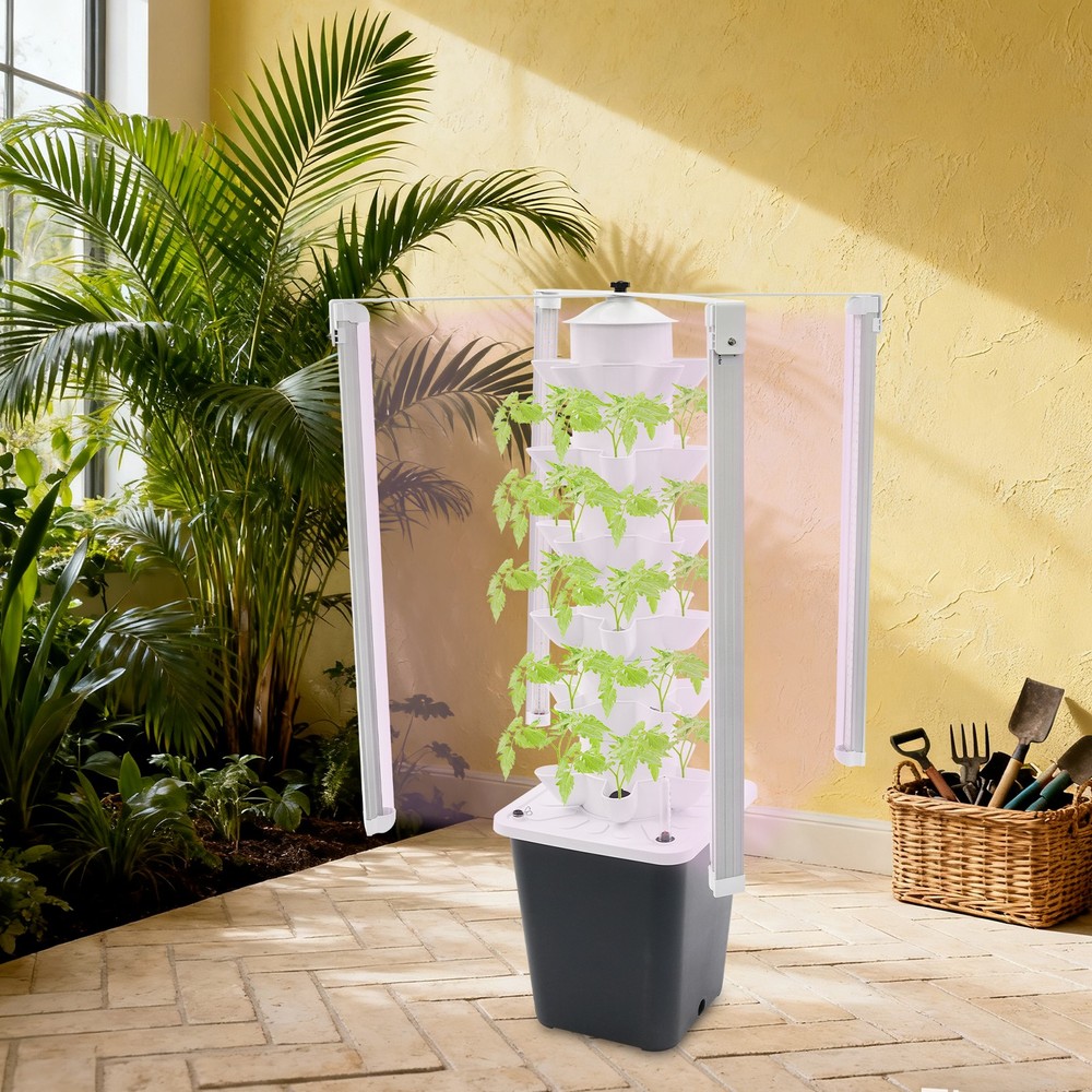 6Tier Hydroponic Growing System with Grow Light 30 Holes Indoor Hydroponic Tower