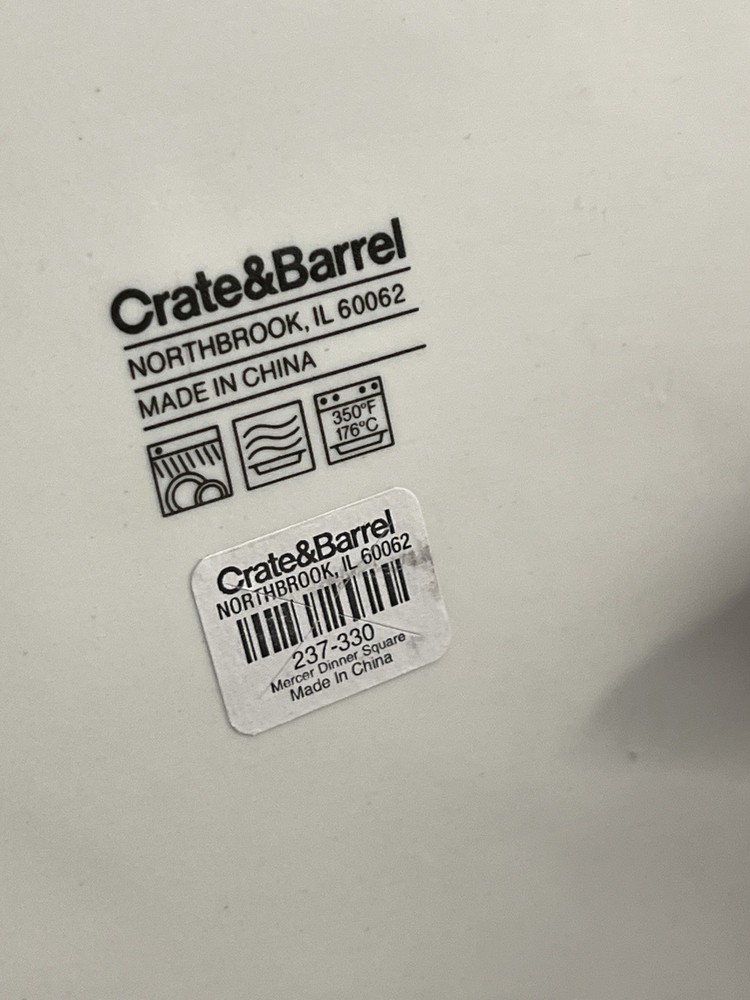 4 Crate & Barrel Dinner Plates Mercer White Square Hammered (2 Sets Available)
