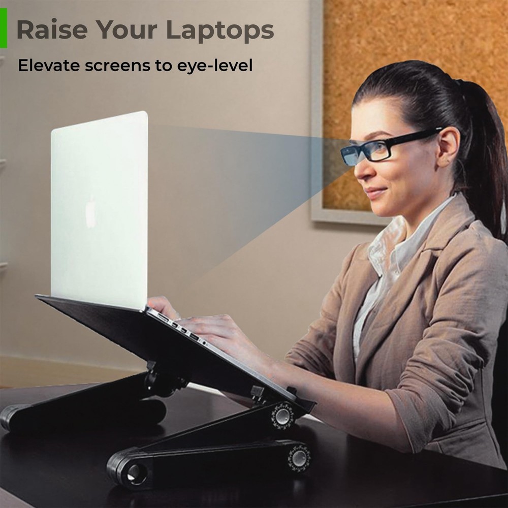 WorkEZ Executive Adjustable Laptop Stand for Desk, Adjustable Height Foldable...