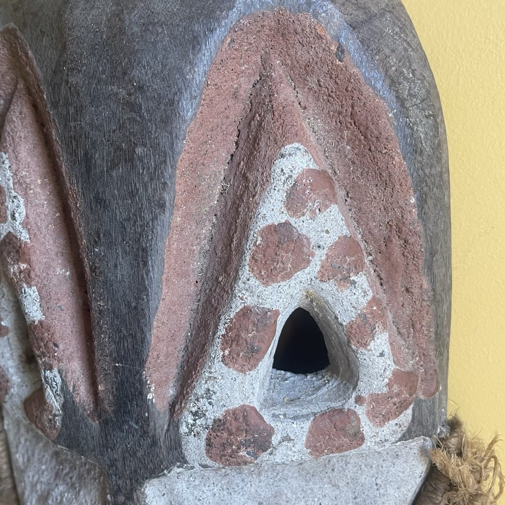 Luba-Warega (Lega) Mask - DRC Congo - Animal Teeth & Raffia - 13"