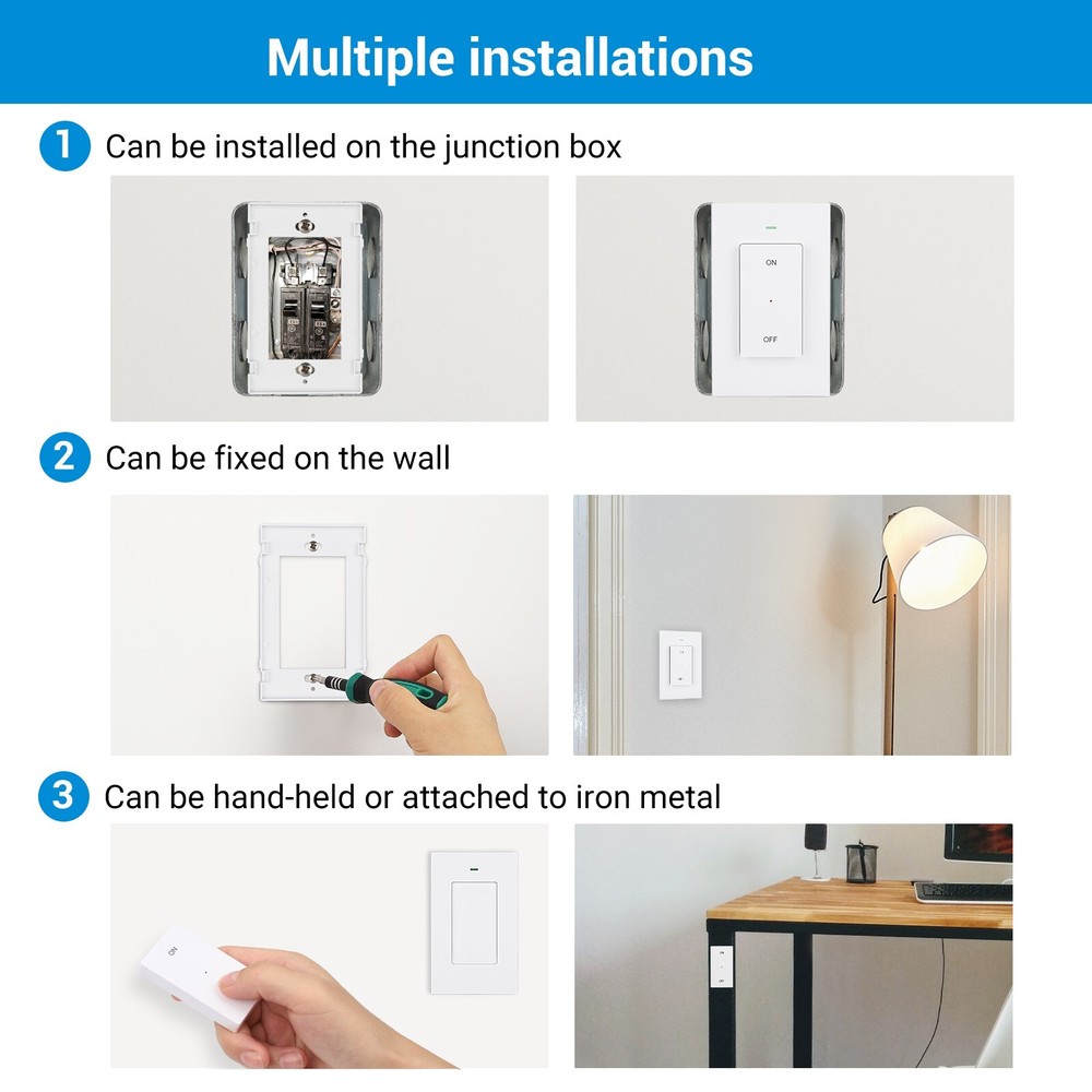 DEWENWILS Remote Control Light Socket, Mounted Wireless Light Switch 100FT Range
