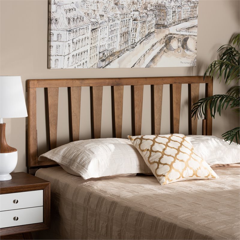 Baxton Studio Duncan Walnut Finished Wood Queen Size Headboard