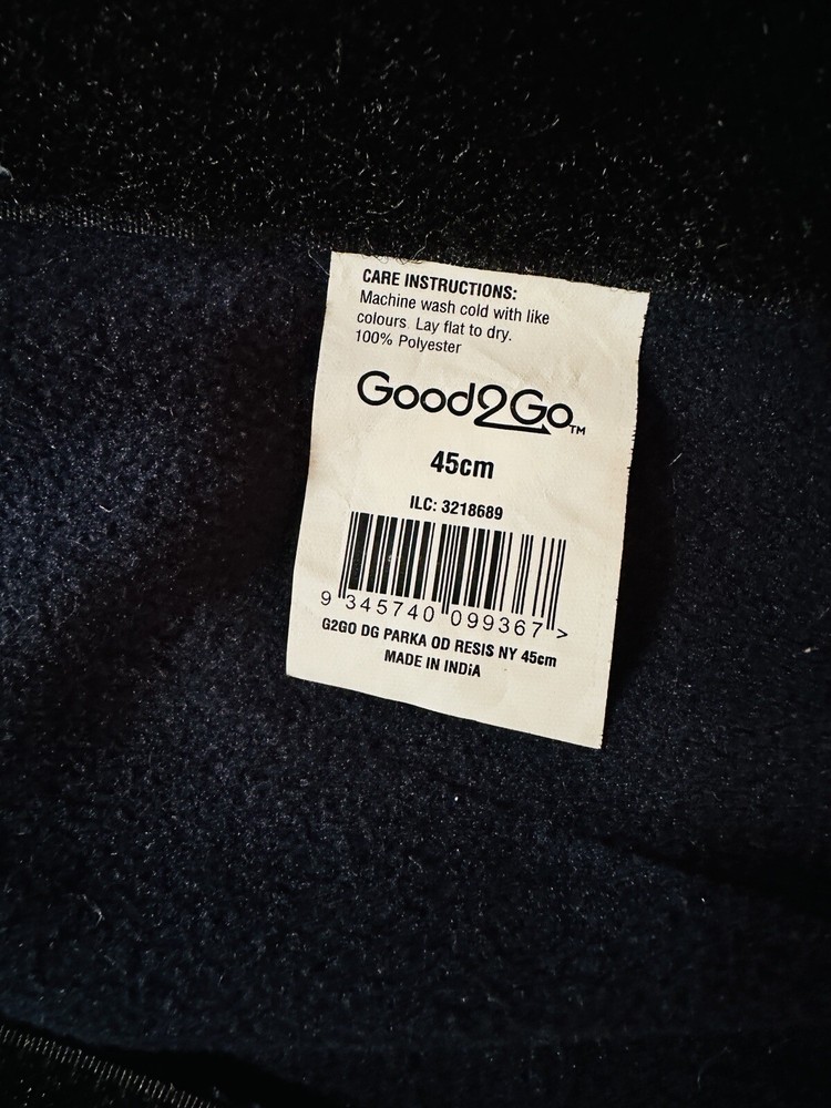 Dog Puffer Parka Dark Blue & Grey Jacket Length 45cm & Width 28cm