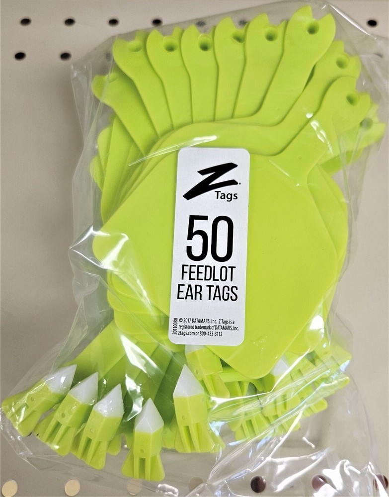 Z Feedlot Ear Tags for Cattle ID CHARTREUSE 50ct