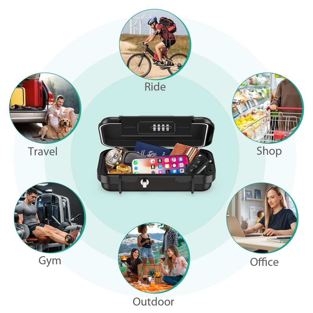 Portable Safe Box, Portable Security Case for Travel, 4-digit Combination Key...