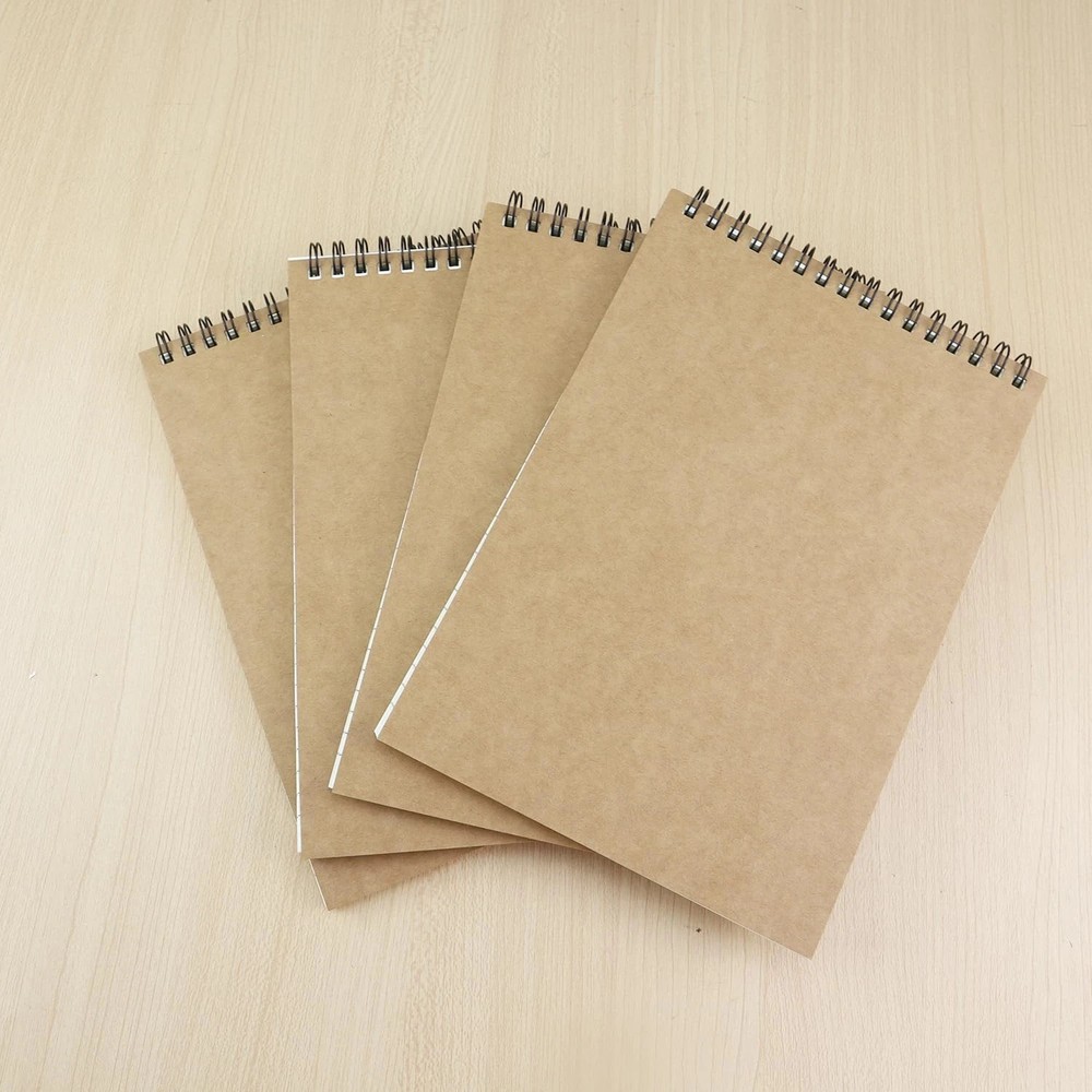 4 Pack Graph Paper Notebook, A5 Top Wirebound Grid Spiral Notebook,5.8" X 8.3",1