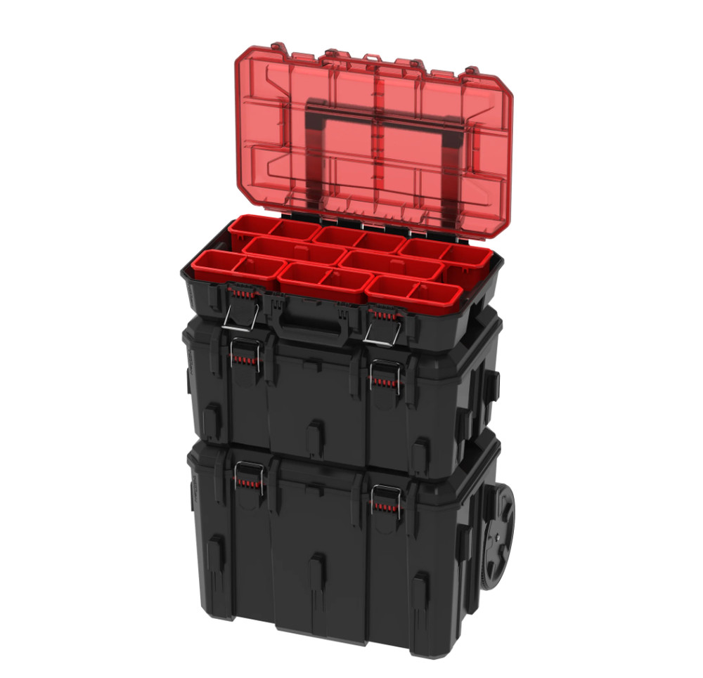 Hyper Tough Hyper Stack Heavy Duty 3 Piece Modular Rolling Toolbox System, Black