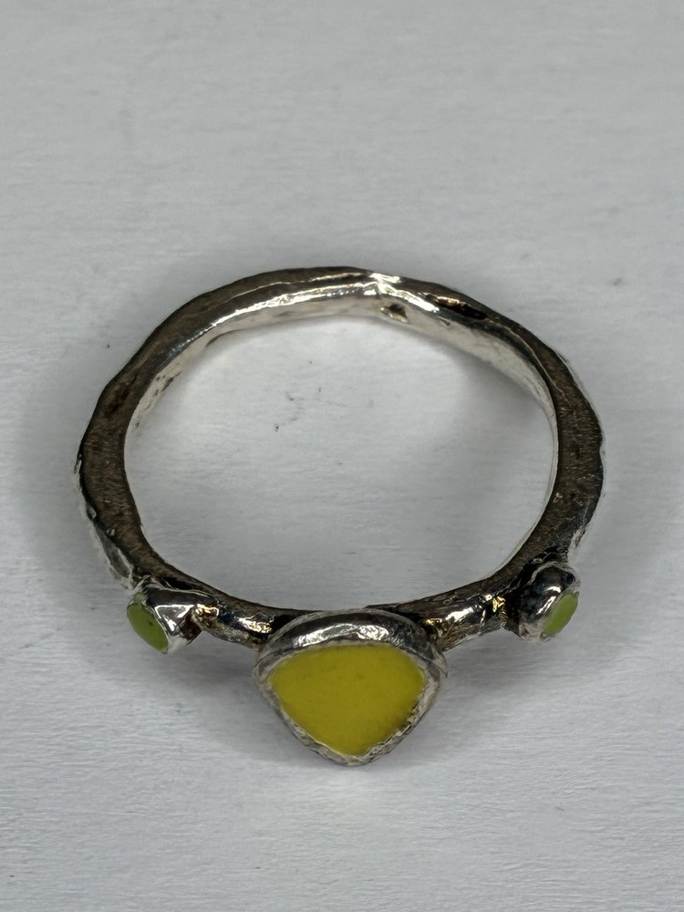 Handcrafted Silver Ring with Yellow Teardrop Gemstone