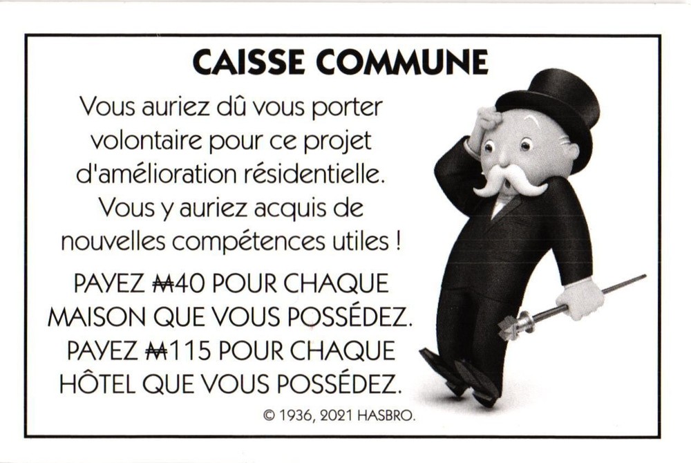 Carte Monopoly Caisse Commune