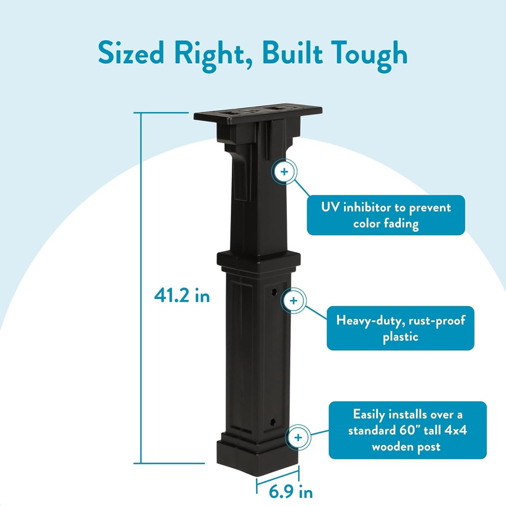 Grand Haven Plastic Mailbox Post, Compatibility Code A, B, C, D, GHP00BAM, Black