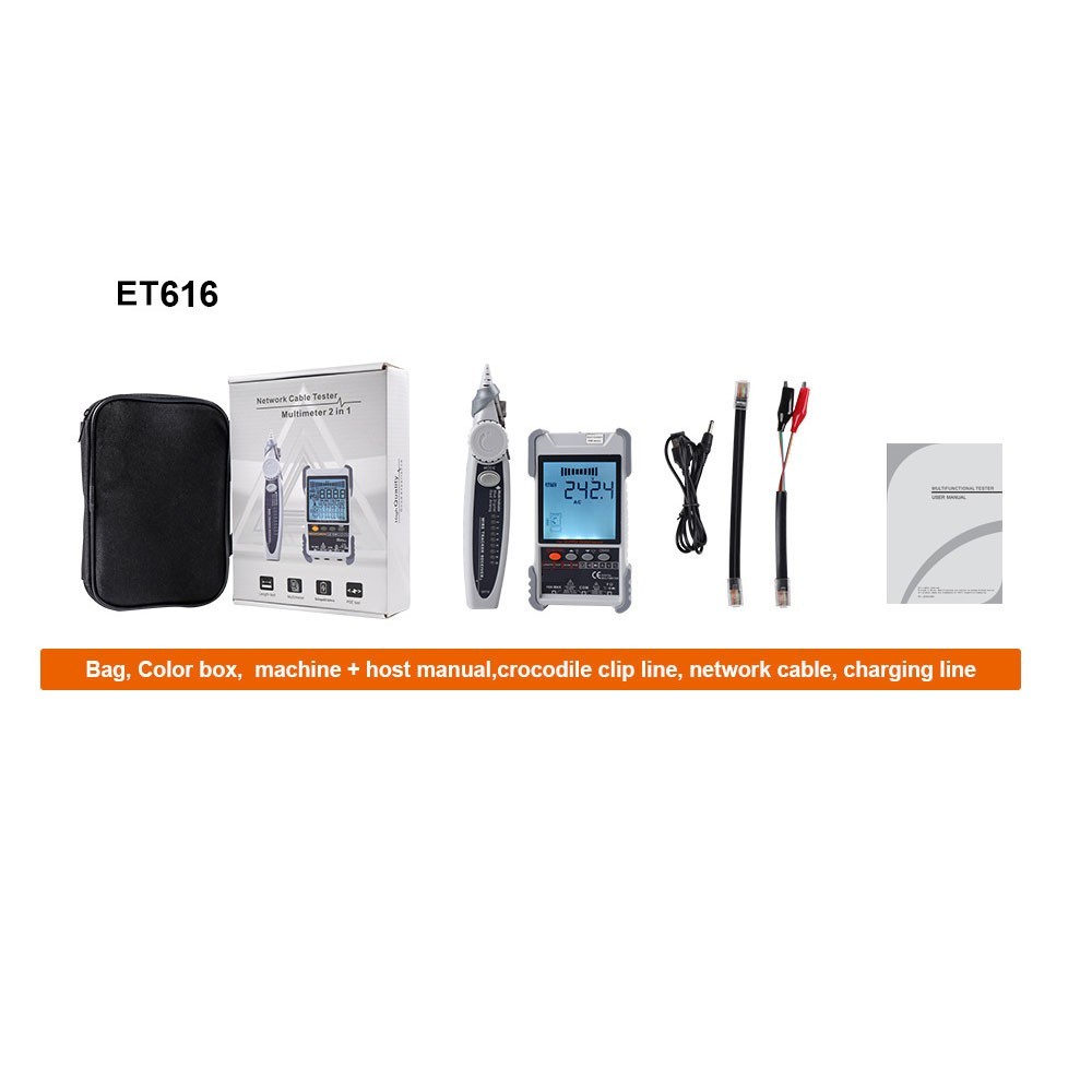 ET616 Rechargeable Network Cable Tester for 400M/1312.3FT Network Cable