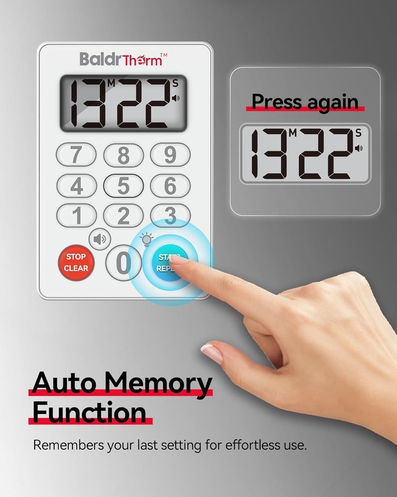 BaldrTherm Digital Kitchen Timer, Magnetic Waterproof Countdown Timer（Classic）
