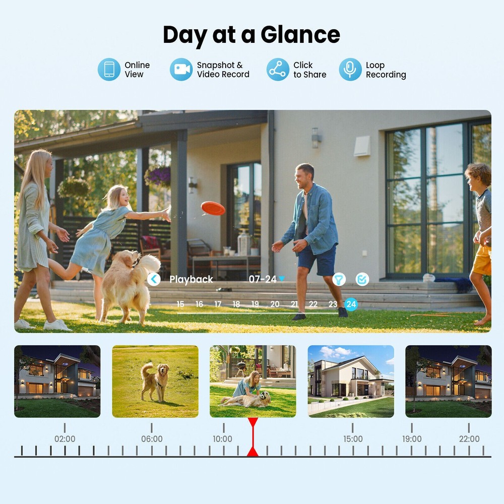 Solar Battery Powered Wireless Security Camera System 2 Way Audio Outdoor WiFi