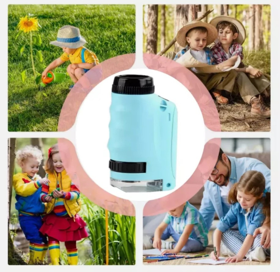 Mini Microscope for Kids, Portable Microscope, LED Lighting Small Handheld*&