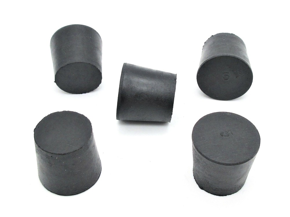 1" Solid Black Rubber Stoppers Tapered Plug Rubber Cork Fits 1" ID