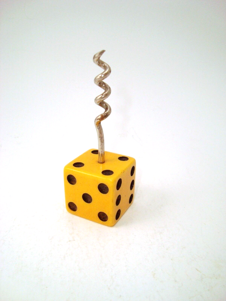 Art Deco Yellow Bakelite Dice Die Wine Bottle Corkscrew