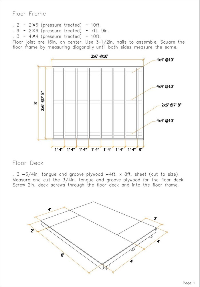 8x10 Learn to Shed Plan (PDF Plans and A4 Hard Copy)