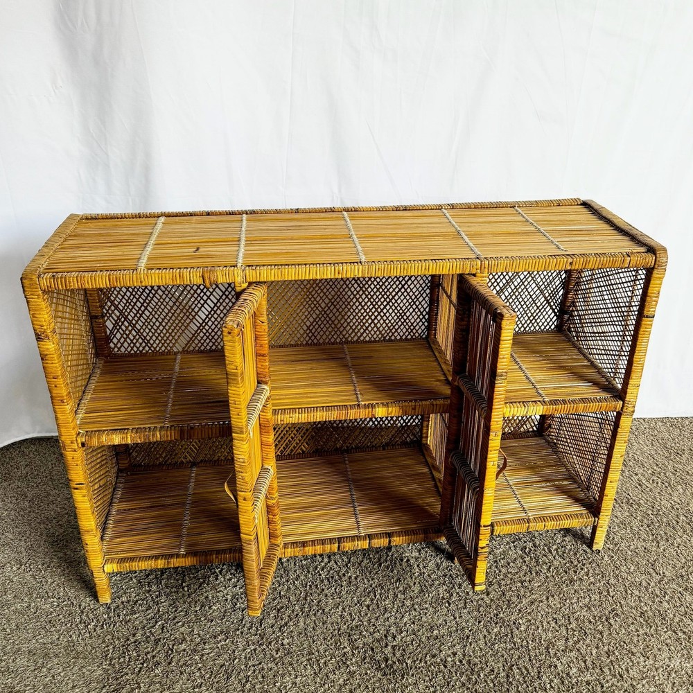 Boho Chic Wicker Wrapped Credenza