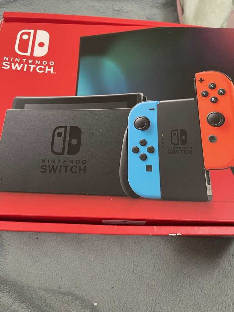 Nintendo Switch Console Neon Red & Blue Joy-Con, Dock, Power Adapter, Box
