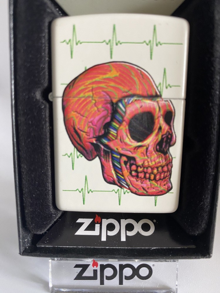 Zippo Cyber Skull On A 2022 White Matte Lighter