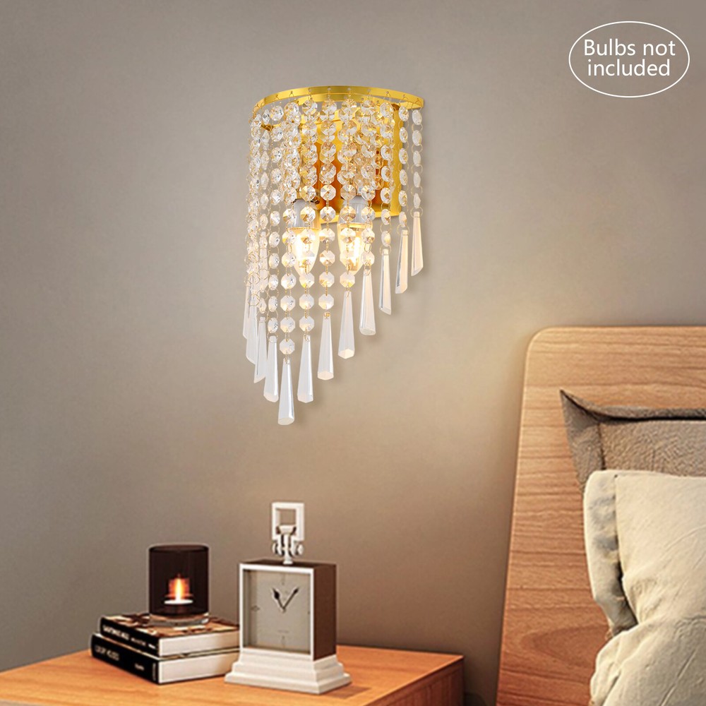 Crystal Wall Light Sconces Lighting Fixture Modern Semicircle Wall Mount Lamp
