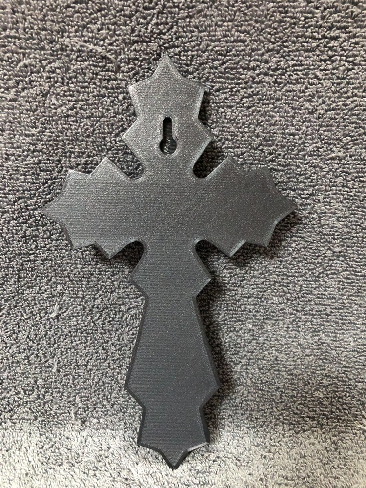 3d Printed Religious Cross Black (with mounting hardware)