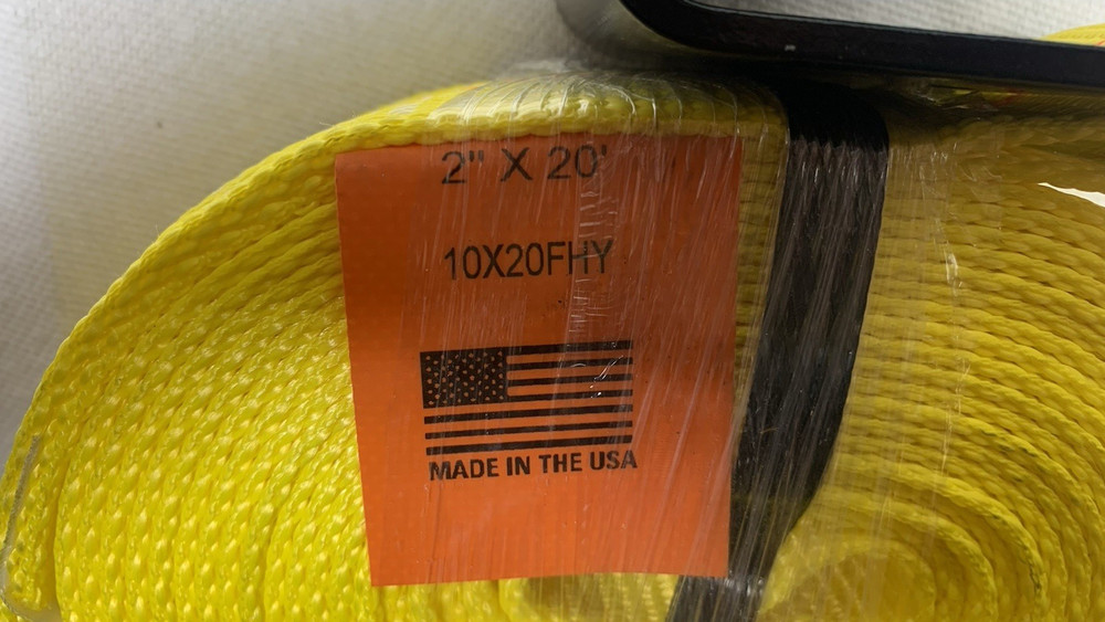 2” X 20’ Winch Strap MADE IN USA Flat Hook
