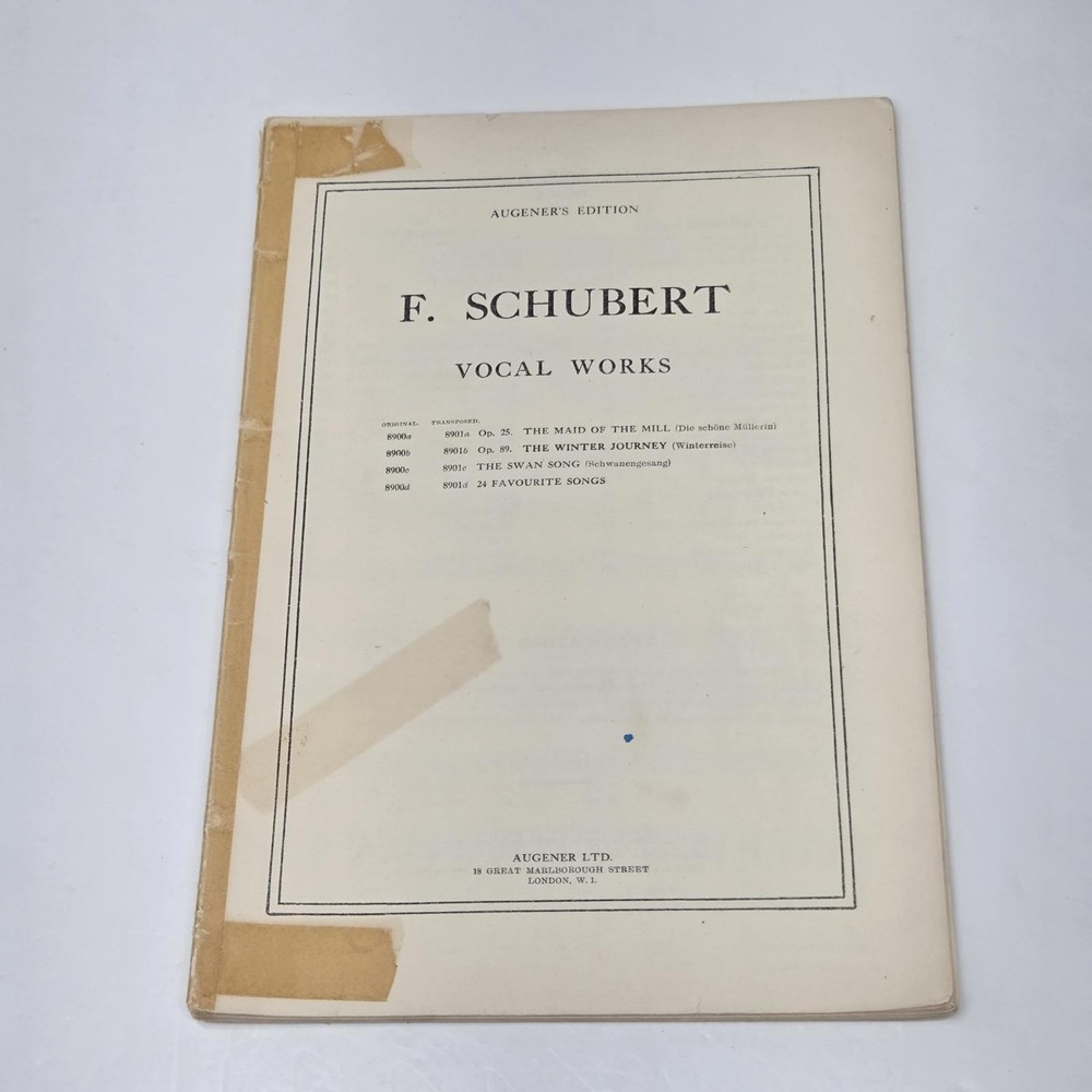 F. Schubert Vocal Works Music Sheet Book