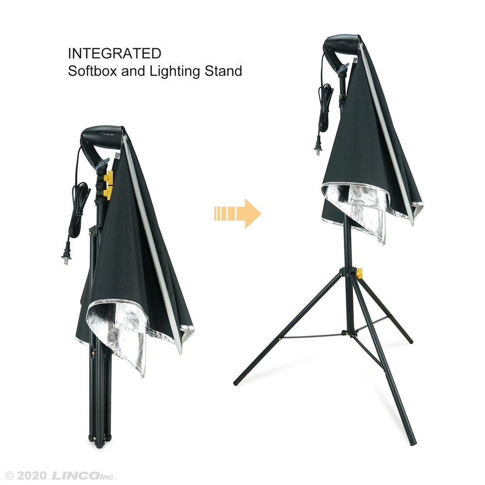 LINCO 1 Softbox Light Stand Photo Studio Continuous Lighting Kit with 2 Bulb