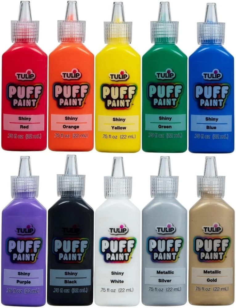 Puff Paint Essential Rainbow Colors 10-pack, Multi-Surface, Premium Quality, ...