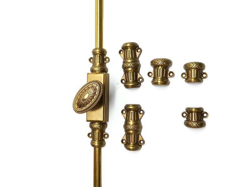 Complete Solid Brass Regency Cremone Espagnolette Set — Large Oval Body — 110"