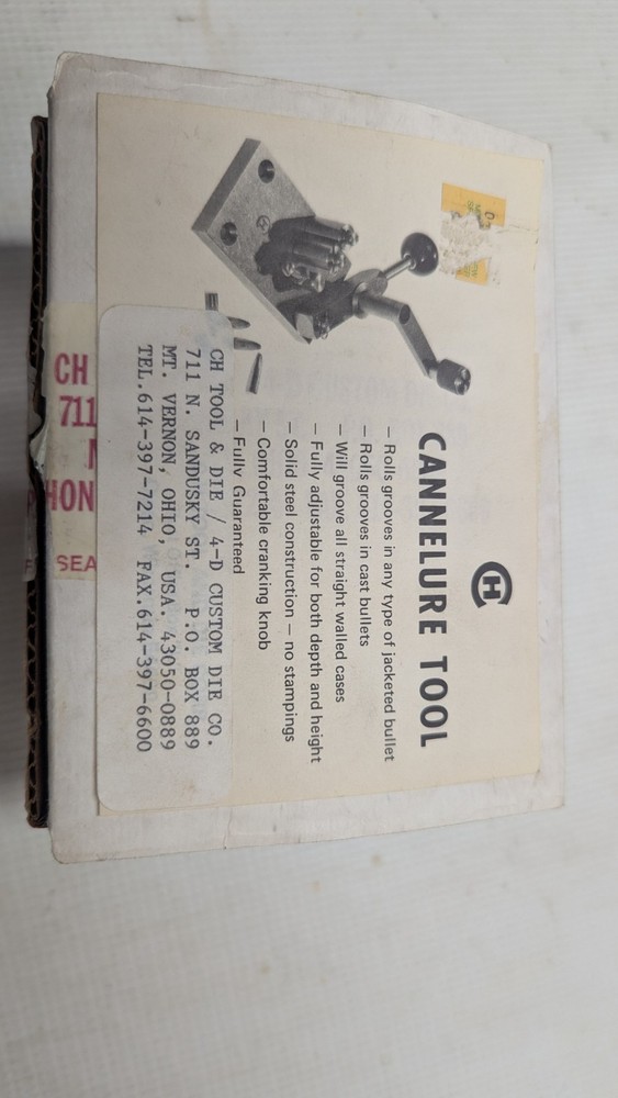 C-H Tool & Die Corp Cannelure Crimping Reloading Tool w/ Ship Box & Instructions