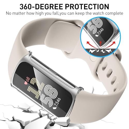 4 Pack for Fitbit Charge 6/Charge 5 Smartwatch Case, Clear+Clear+Clear+Clear
