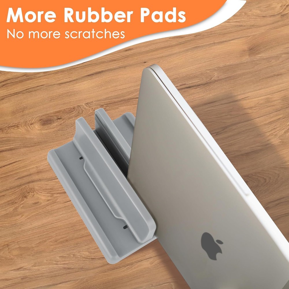 Vertical Laptop Stand, ABS Plastic, Adjustable Dock up to 15 inch Space Grey