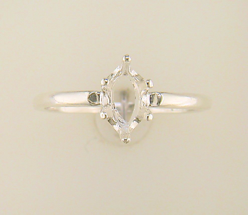 Marquise 6 Prong Solitaire Ring Setting Sterling Silver