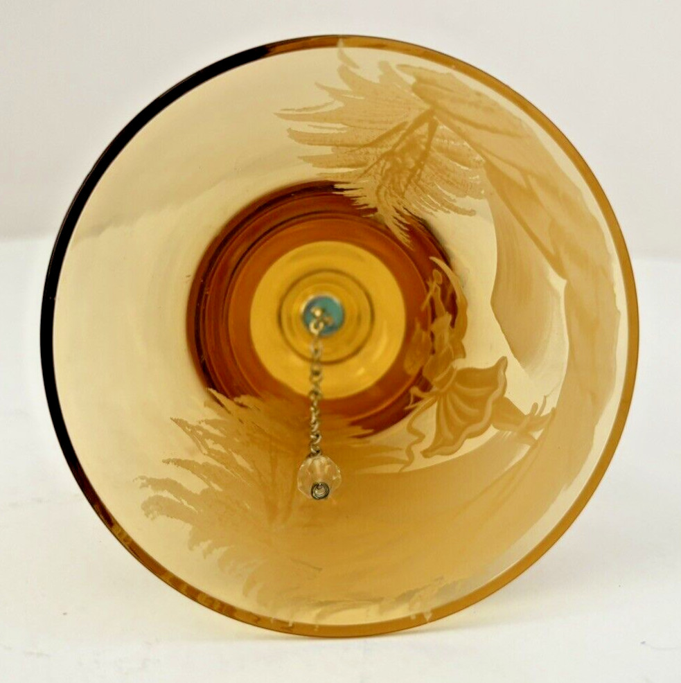 Mary Gregory Amber Glass Bell