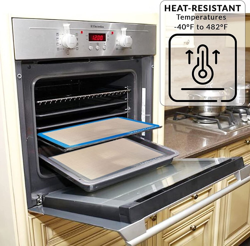 | Silicone Baking Mat (4pc-Medium), BPA Free Large Nonstick Kitchen Professio...