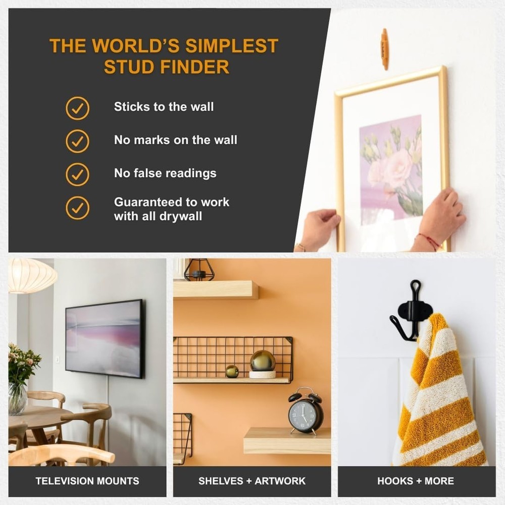 Effortless Stud Detection with StudBuddy Magnetic Finder - Orange