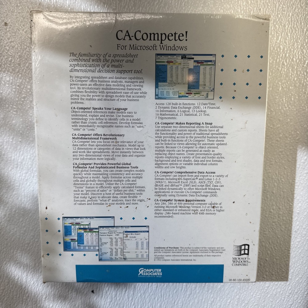 CA-Complete! for Windows Computer Associates 1992 data modeling Demo Copy SEALED