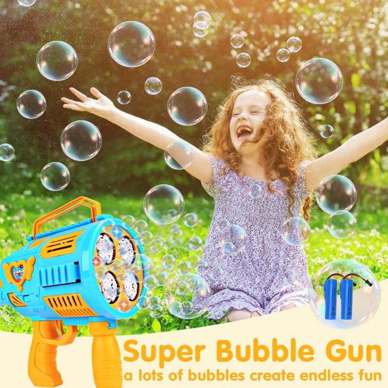 Automatic Bubble Machine Gun Rechargeable Bubble Gun for Kids with 4 Bottles ...