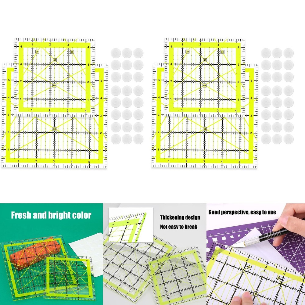 KIIFENG Quilting Ruler 2Sets Acrylics Quilting Ruler Set Square Patchwork Ruler