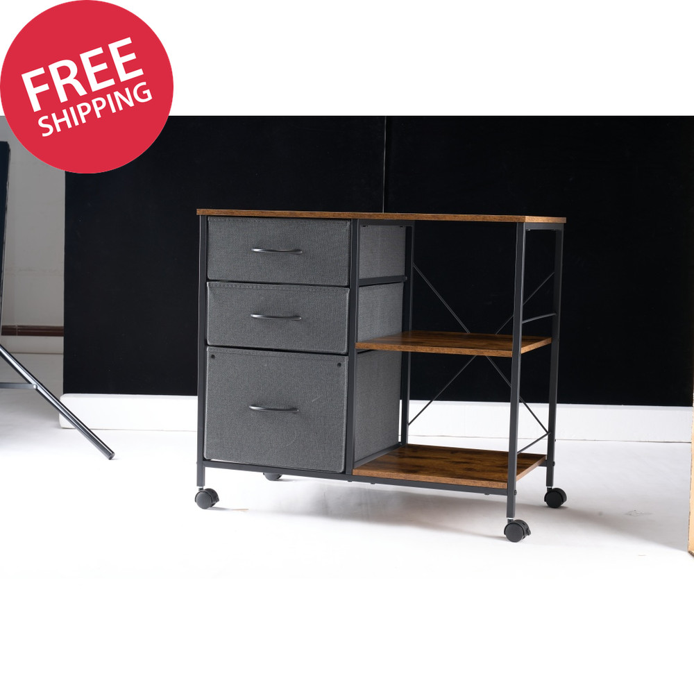 3-Layer Mobile Filing Cabinet, Printer Stand with Storage, Office Storage Cabine