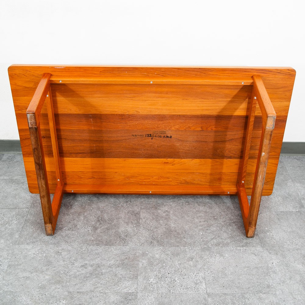 Mid Century Danish Modern Coffee Table Rectangular Solid Teak Niels Bach Randers