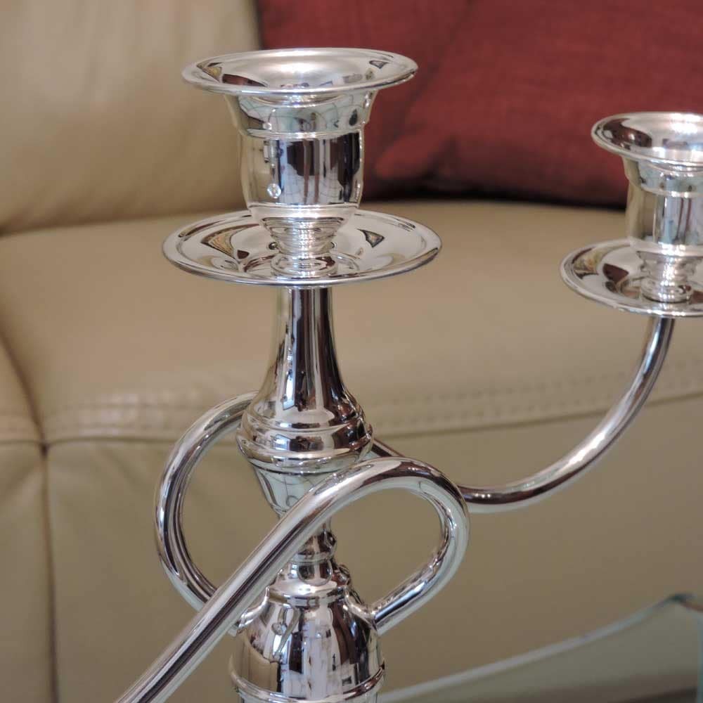 925 Sterling Silver Three Crossed Armed Candelabra