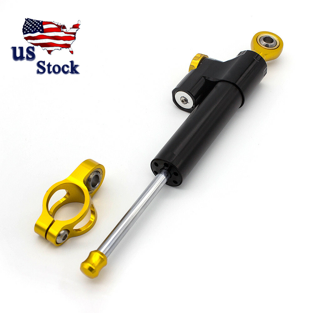 Universal Motorcycle BlackSteering Damper Stabilizer Adjustable Aluminum