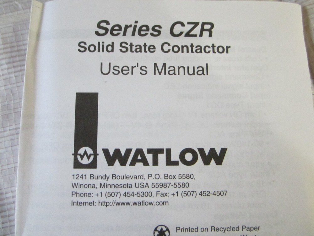 WATLOW CZ18-A48V-DC10 SOLID STATE CONTACTOR CZ18A48VDC10