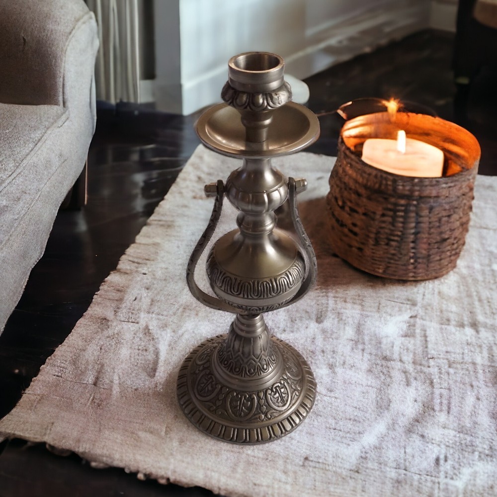 Unique Heavy Silver Pewter Swinging Candlestick 20-1607/B