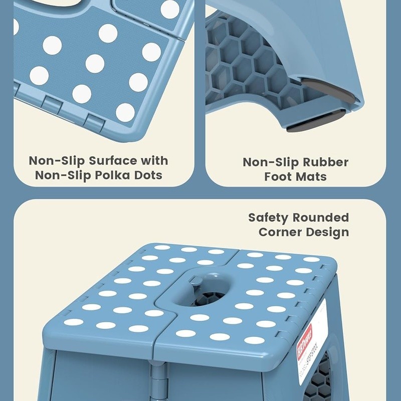 Durable Folding Step Stool W/ Non-Slip Surface Ergonomic Handle Safety Design US