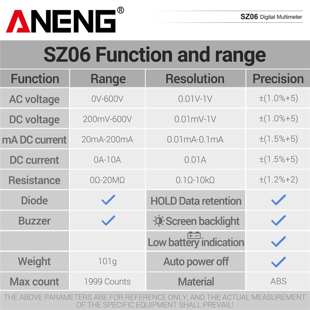 LCD Digital Multimeter Voltmeter Ammeter Ohmmeter Volt AC DC Tester Leads Meter.