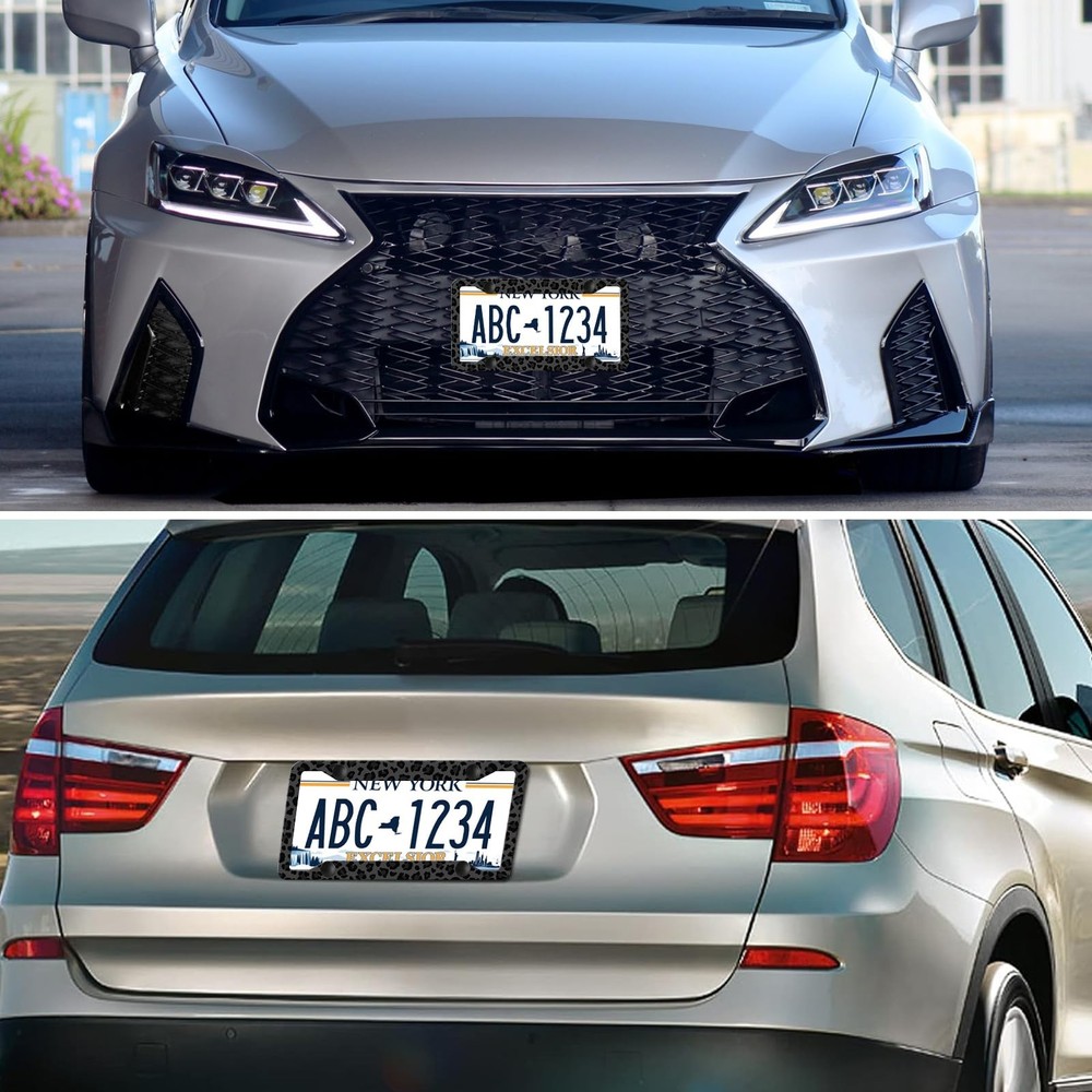 Black Leopard Print License Plate Frame -